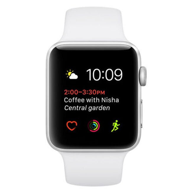 Refurbished Apple Watch Series 5 40mm smartwatch with white band, black screen