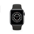 Apple Watch Series 6 40mm smartwatch with dark case and black sport band