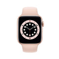 Apple Watch Series 6 44mm smartwatch with light pink silicone band and black display