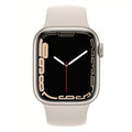 Starlight Apple Watch Series 7 41mm cellular unlocked; sport band; digital watch face.