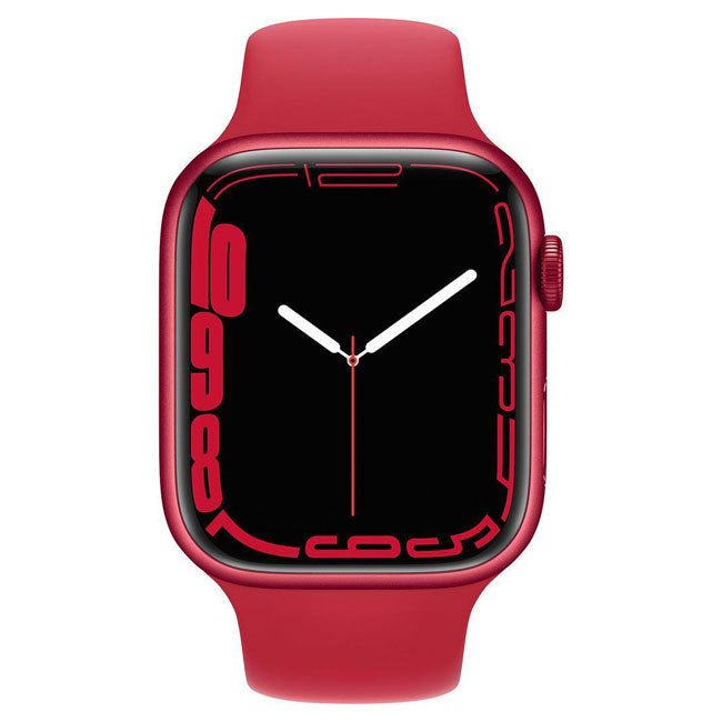 Apple Watch Series 7 45mm smartwatch, red sport band with time display