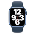 Apple Watch Series 7 45mm smartwatch, blue sport band with digital clock display
