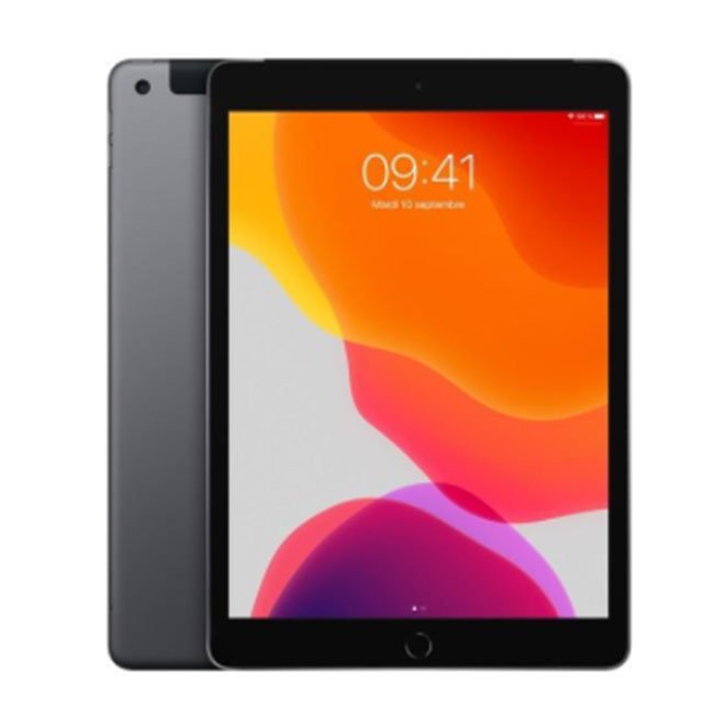 Space Grey iPad tablet with front touchscreen and home button