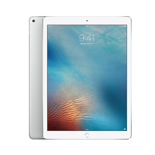 Refurbished iPad 6 tablet in silver, front display with home button visible