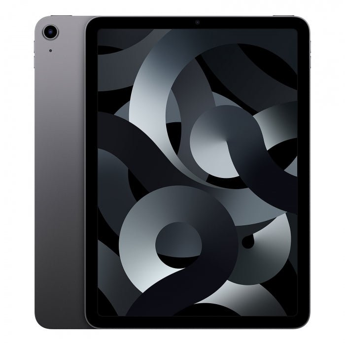 Refurbished iPad Air 5 tablet in grey, front and back, Wi‑Fi 256GB