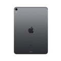 iPad Pro 11 tablet back view, gray case with rear camera and Apple logo