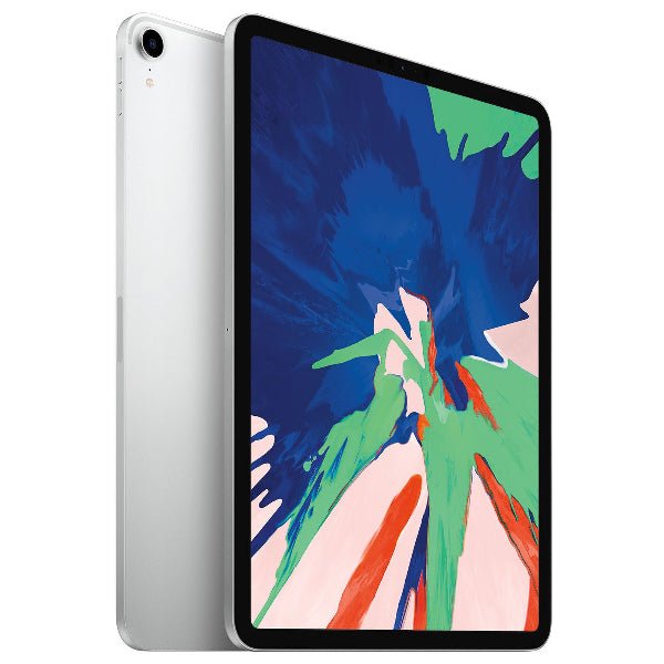 Refurbished 11-inch iPad Pro, silver back and front with colorful screen