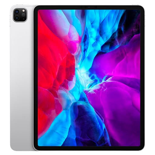 Refurbished 12.9-inch iPad Pro (2020) Wi‑Fi tablet, Silver with back and screen