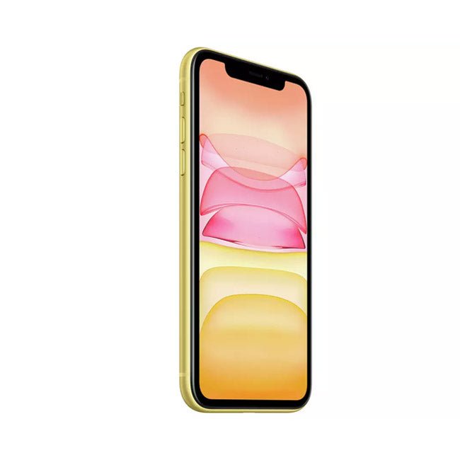 Refurbished iPhone 11 smartphone with green frame and front display, unlocked