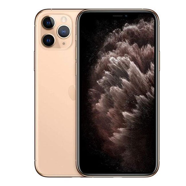 Unlocked iPhone 11 Pro Max (Gold) front and back, 256GB, refurbished