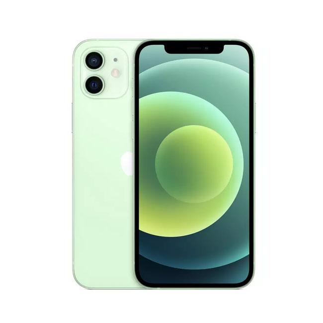 Refurbished iPhone 12 256GB (unlocked) in green, front and back view