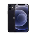 Unlocked iPhone 12 smartphone in black with dual rear cameras and front display on