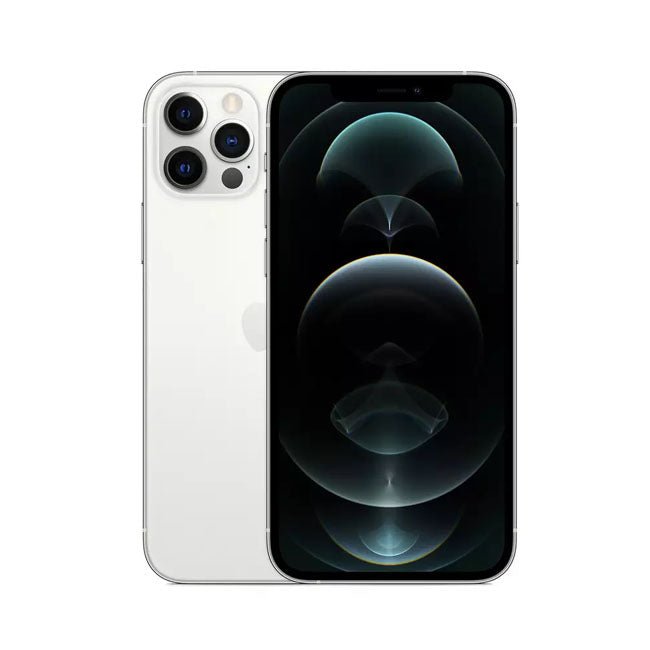 Unlocked iPhone 12 Pro, Silver front and back view