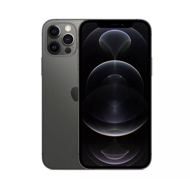Unlocked iPhone 12 Pro, Graphite front and back view
