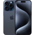 Refurbished iPhone 15 Pro Max blue unlocked, triple-camera rear and front display