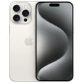 Refurbished iPhone 15 Pro Max unlocked, white back and dark front display, triple cameras