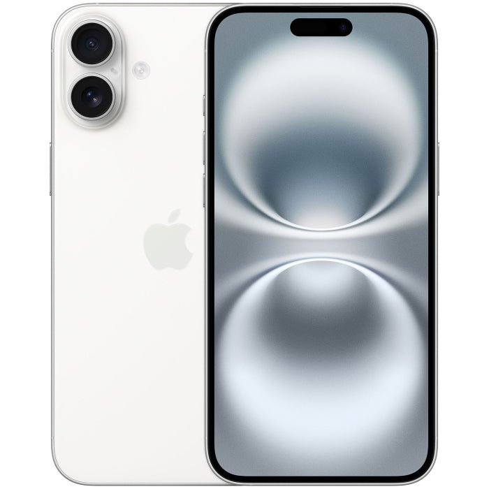 Unlocked refurbished iPhone 16 128GB white phone, front and back