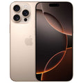 Refurbished iPhone 16 Pro Max in desert titanium, triple rear camera, unlocked