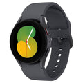 Samsung Galaxy Watch 5 44mm smartwatch with dark gray band and black display, green/yellow dial