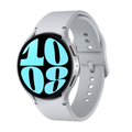 Refurbished Galaxy Watch 6 44mm smartwatch; light gray silicone band, blue watch face
