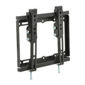 Low-profile tilting TV wall bracket in black with mounting hardware and support arms