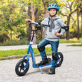 Blue kids stunt scooter with black handlebar grips and large EVA tires