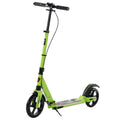 Green kick scooter with adjustable handlebar and rear fender brake