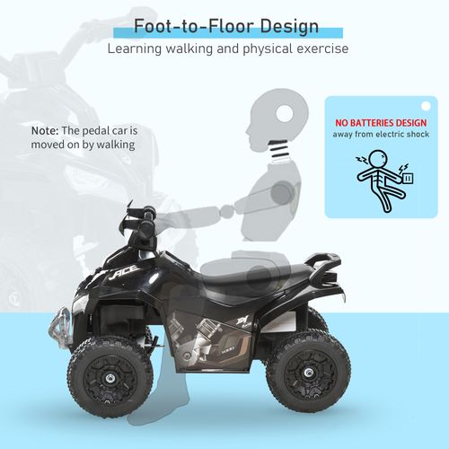 Foot-to-floor toddler ride-on quad car with seat and steering handle