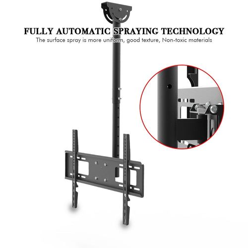 Ceiling TV mount bracket with smooth black finish and reinforced mount joints
