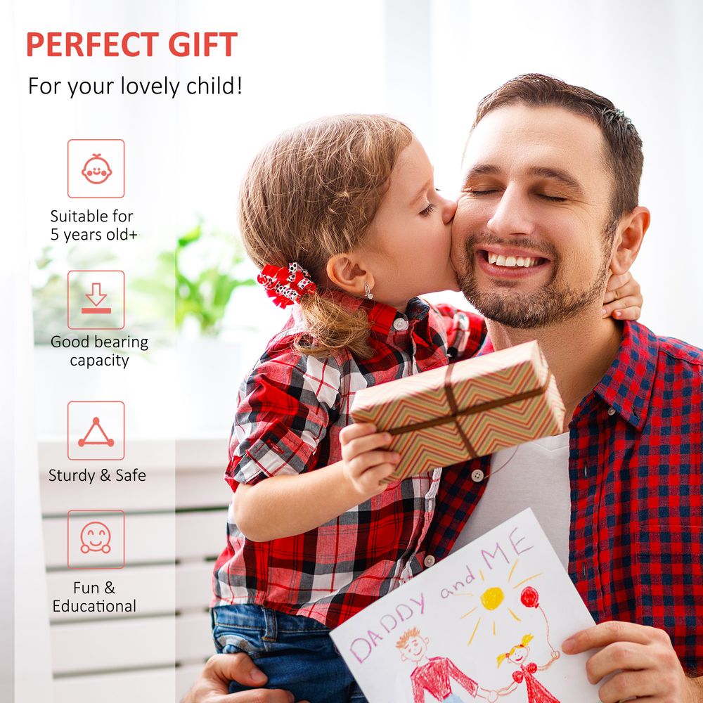 Kids kick scooter gift box held by a parent and child