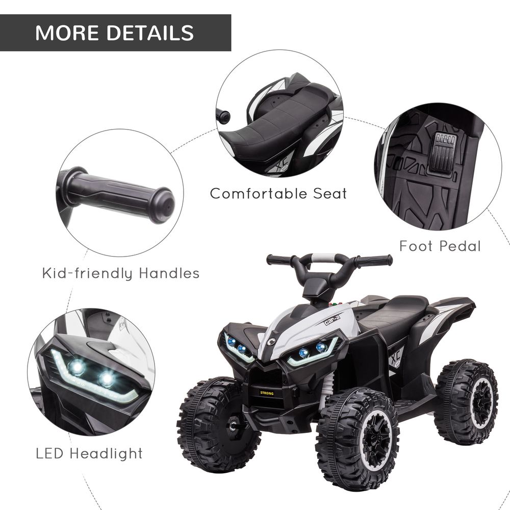 Kids electric quad bike with LED headlight, kid-friendly handles, and cushioned seat