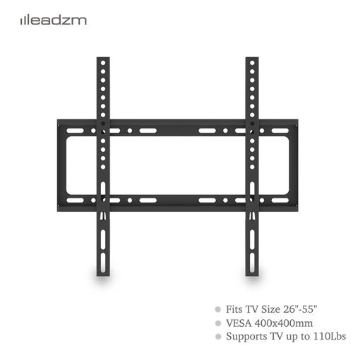Black TV wall mount bracket with two vertical rails and horizontal support bars