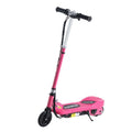 Pink and black folding kids electric scooter with handlebar and front wheel