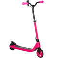 Pink electric scooter with black handlebars and front wheel