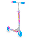Ozbozz 2-wheel unicorn scooter with blue handle grips and pink deck graphics