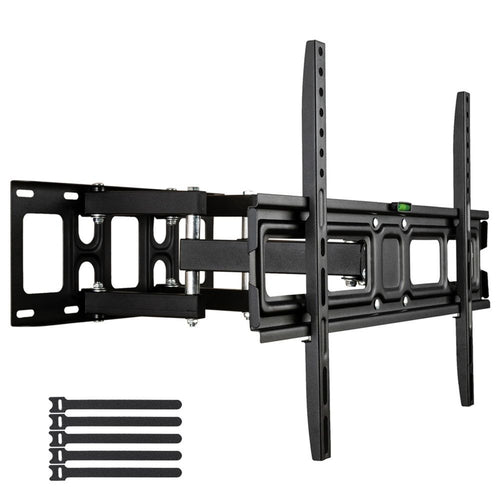 Black double-arm TV wall mount bracket with long rails and vertical supports
