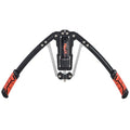 Kids 3-wheel scooter handlebar assembly with black frame and orange-red grips