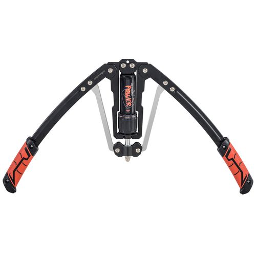 Kids 3-wheel scooter handlebar assembly with black frame and orange-red grips