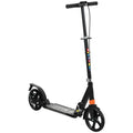 Kids foldable kick scooter, black deck and handlebar, colorful stem accents, rear wheel