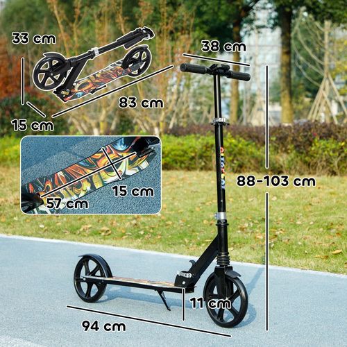 Foldable kids kick scooter with colorful deck and adjustable handlebar