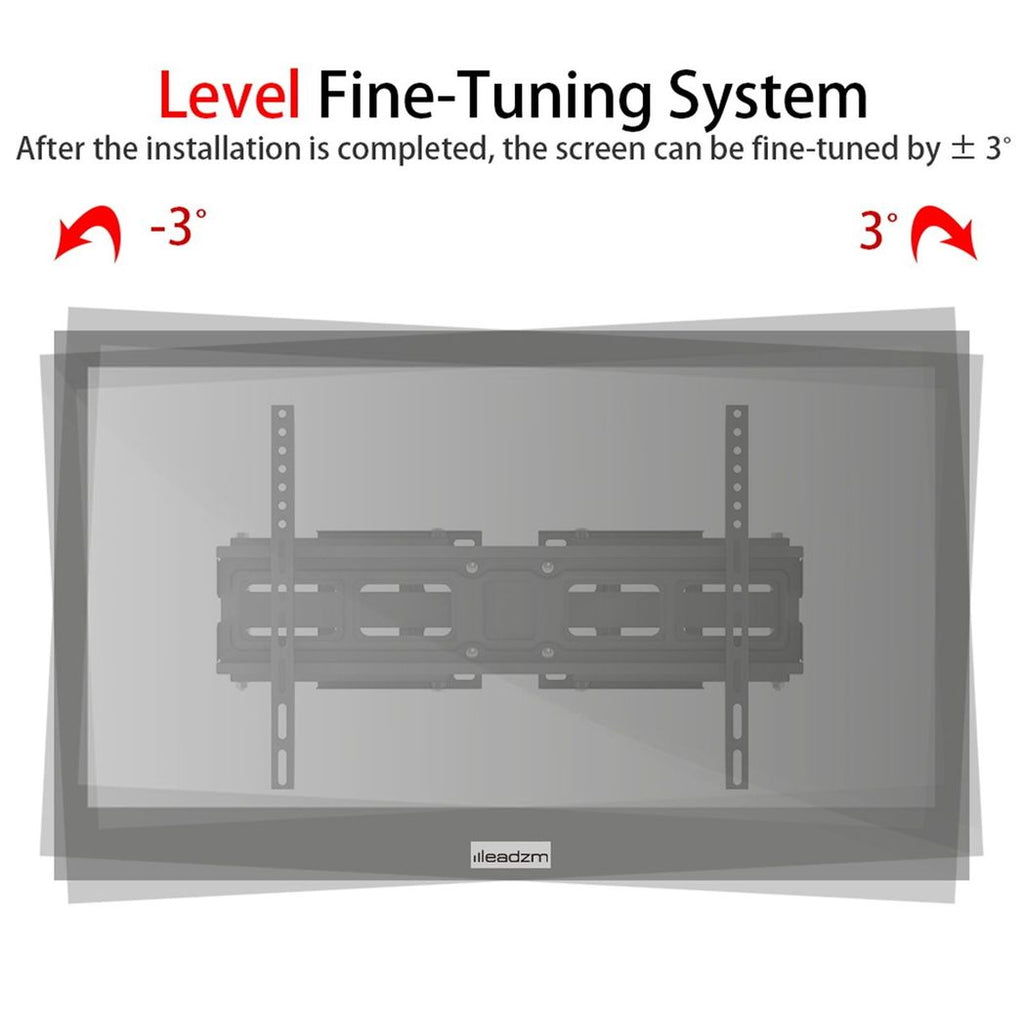 TV wall mount bracket with level fine-tuning adjustment for screen alignment