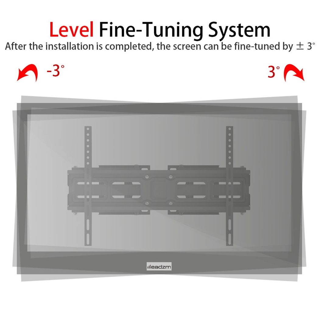 TV wall mount bracket with level fine-tuning adjustment for screen alignment