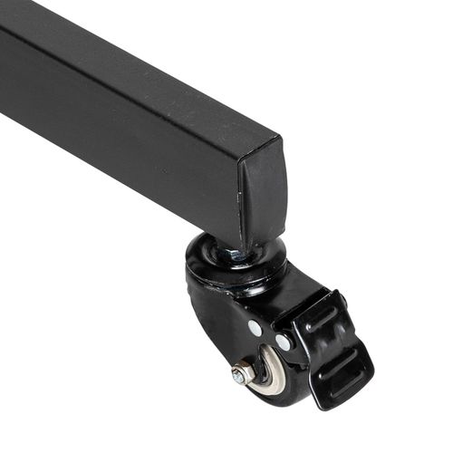 Caster wheel with black mounting bracket for mobile TV cart base