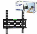 Fixed TV wall mounting bracket with VESA rails, leveling bubble, and mounting arms