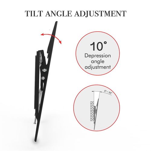 TV wall mount bracket with tilt angle adjustment and angled support arms