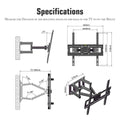 Double pendulum TV wall mount bracket diagram, VESA 400x400, tilt -10° to 10°.
