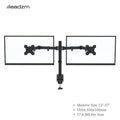 Dual monitor mount with two VESA brackets and dual arms, black frame