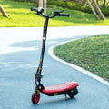 Red and black folding electric scooter with LED headlight and front wheel