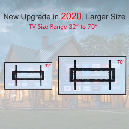 Black TV wall mount bracket with adjustable mounting rail for large TV sizes
