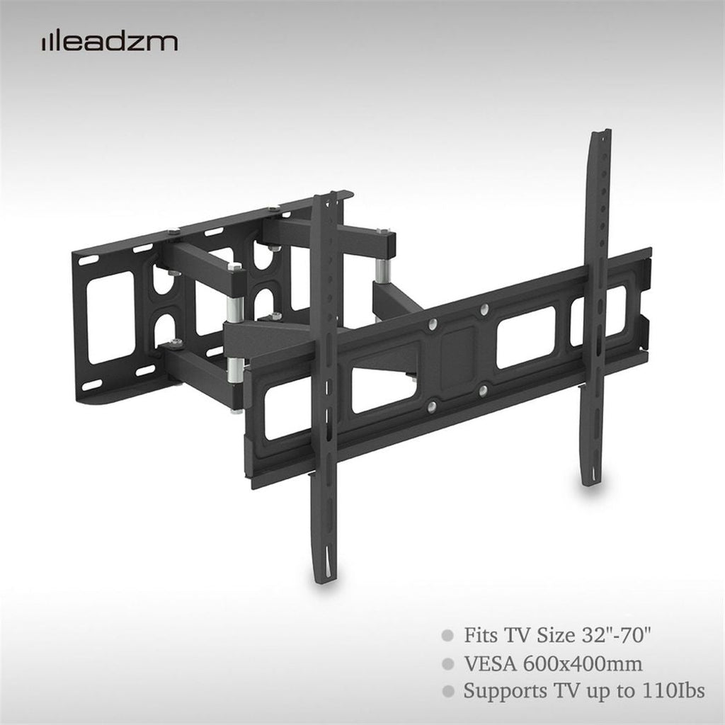 Black tilting TV wall mount bracket with wide base frame and two vertical plates